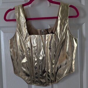 Boohoo crop gold corset